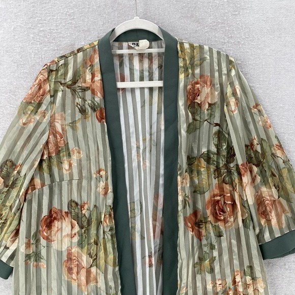 Vintage‎ R&M Richards Tunic Duster Top Cover Up Womens 14WP Green Short Sleeve - Picture 3 of 12